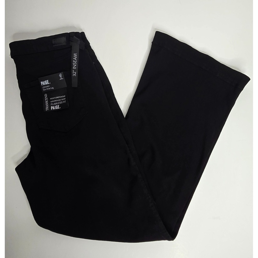 Paige Leenah Slim Wide Leg Jeans Womens 32 Black NEW Transcend Flawless Fit - Picture 12 of 13